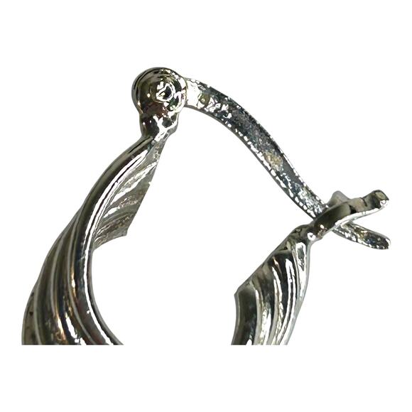 Sterling Silver 925 Twisted Hoop Earrings Hinged Back - Picture 5 of 7